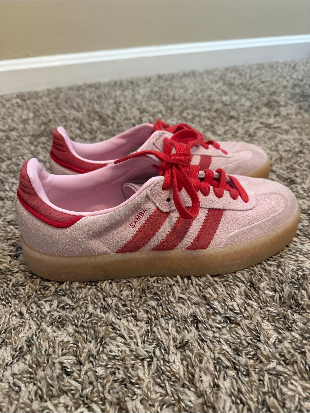 adidas Samba Suede Sneakers - Pink & Red